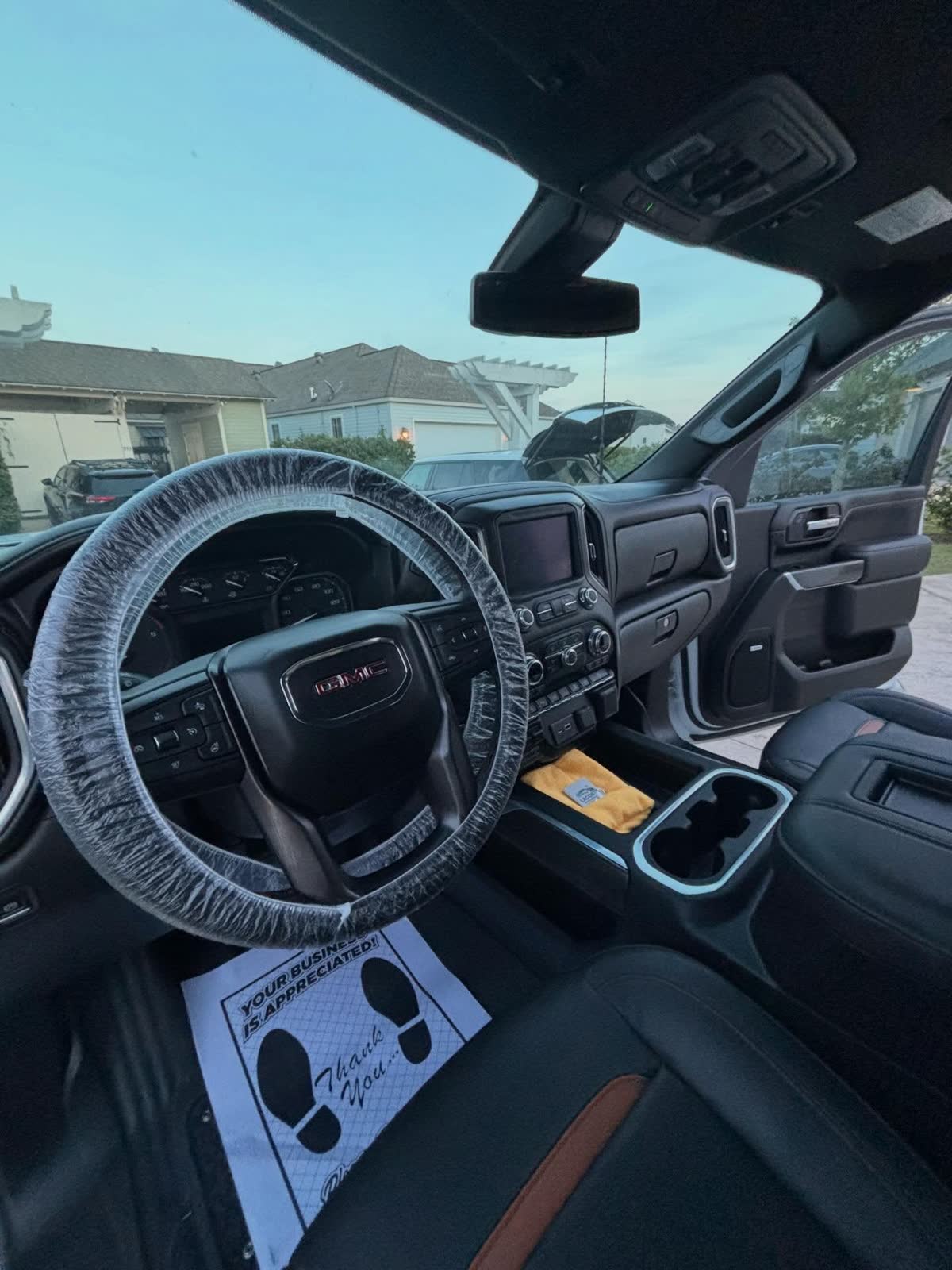 Work truck interior partway through a detail
